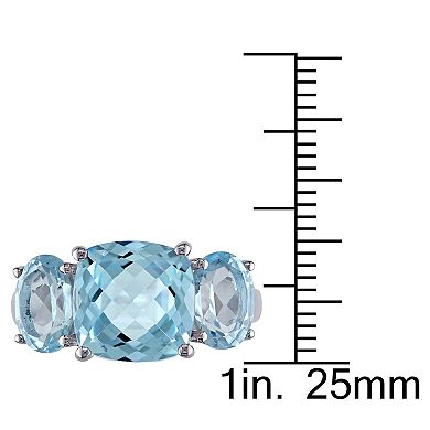 Stella Grace Sterling Silver Cushion-Cut Sky Blue Topaz 3-Stone Ring