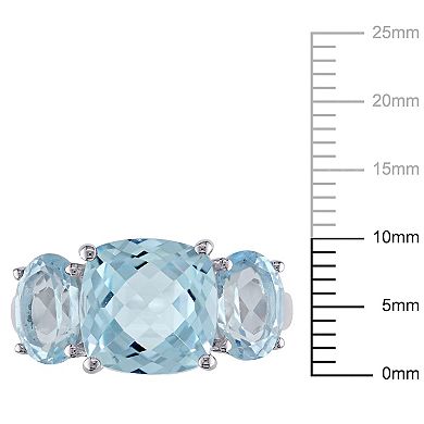 Stella Grace Sterling Silver Cushion-Cut Sky Blue Topaz 3-Stone Ring