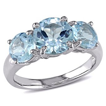 Stella Grace Sterling Silver Sky Blue Topaz 3-Stone Ring
