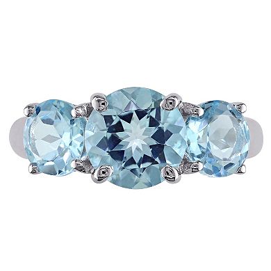 Stella Grace Sterling Silver Sky Blue Topaz 3-Stone Ring
