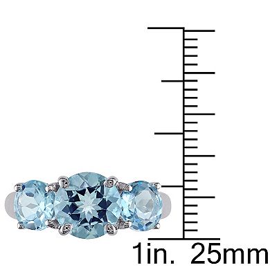 Stella Grace Sterling Silver Sky Blue Topaz 3-Stone Ring