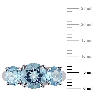 Stella Grace Sterling Silver Sky Blue Topaz 3-Stone Ring