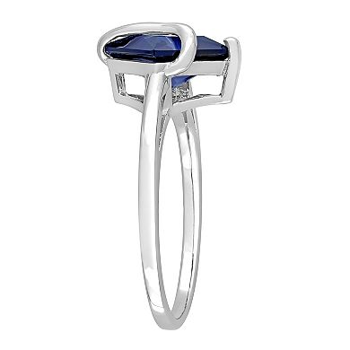 Stella Grace Sterling Silver Lab-Created Blue Sapphire Square Ring