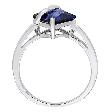 Stella Grace Sterling Silver Lab-Created Blue Sapphire Square Ring