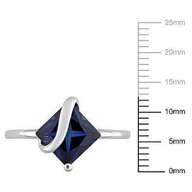 Stella Grace Sterling Silver Lab-Created Blue Sapphire Square Ring