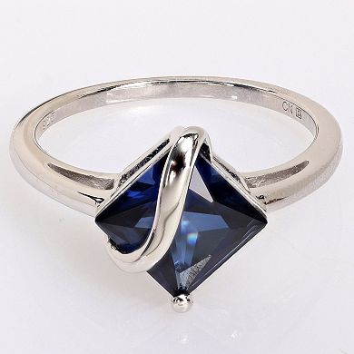 Stella Grace Sterling Silver Lab-Created Blue Sapphire Square Ring