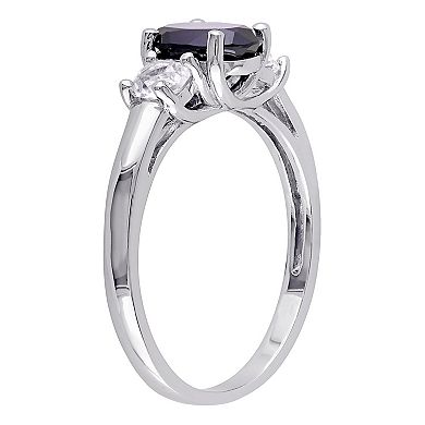 Stella Grace Sterling Silver Lab-Created Blue & White Sapphire 3-Stone Ring