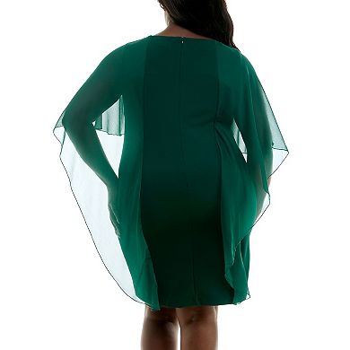 Plus Size Nina Leonard Sheath Popover Chiffon Dress