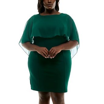 Plus Size Nina Leonard Sheath Popover Chiffon Dress