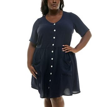 Plus Size Nina Leonard Trapeze Elbow Sleeve Dress