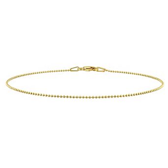 Stella Grace 18k Gold Over Silver 1 mm Ball Chain Anklet
