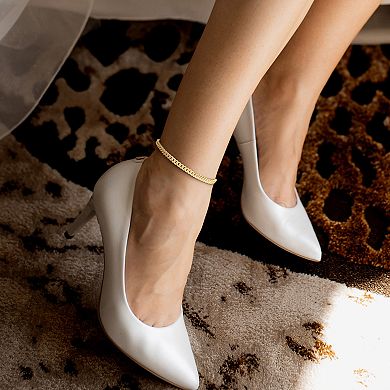 Stella Grace 18k Gold Over Silver Curb Link Chain Anklet