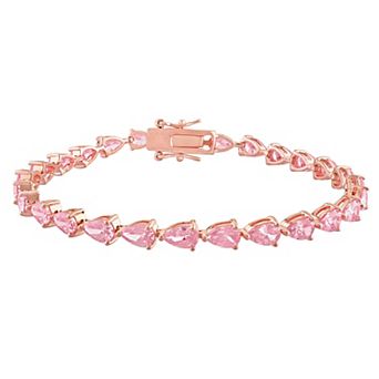 Stella Grace 18k Rose Gold Over Silver Lab-Created Pink Sapphire Tennis Bracelet