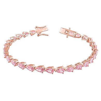 Stella Grace 18k Rose Gold Over Silver Lab-Created Pink Sapphire Tennis Bracelet
