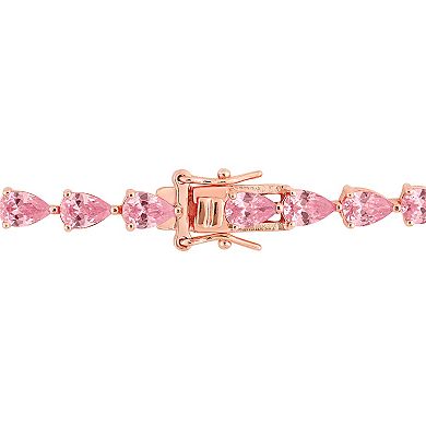 Stella Grace 18k Rose Gold Over Silver Lab-Created Pink Sapphire Tennis Bracelet