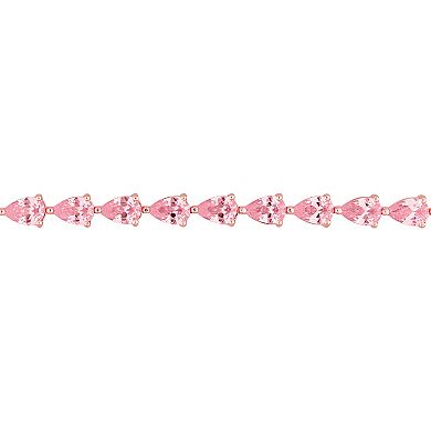 Stella Grace 18k Rose Gold Over Silver Lab-Created Pink Sapphire Tennis Bracelet