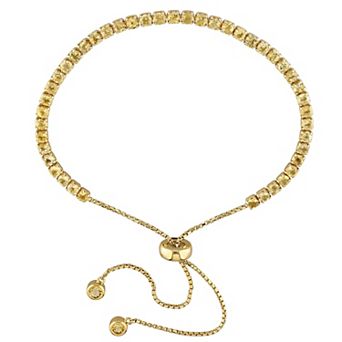 Stella Grace 18K Gold Over Silver Citrine Tassel Adjustable Tennis Bracelet