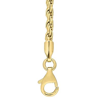 Stella Grace 18k Gold Over Silver Men's Rope Chain Bracelet