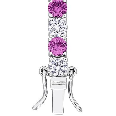 Stella Grace Sterling Silver Lab-Created Pink Sapphire & Lab-Created White Sapphire Tennis Bracelet