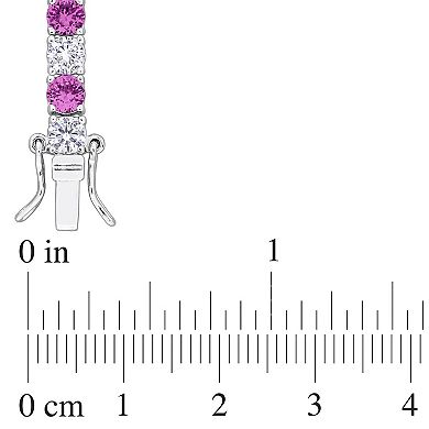 Stella Grace Sterling Silver Lab-Created Pink Sapphire & Lab-Created White Sapphire Tennis Bracelet