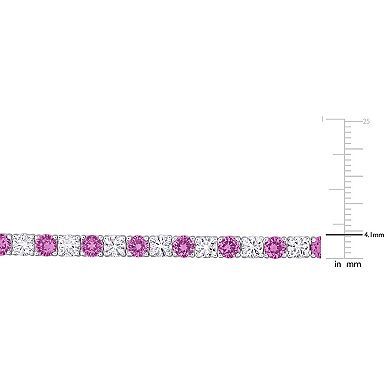 Stella Grace Sterling Silver Lab-Created Pink Sapphire & Lab-Created White Sapphire Tennis Bracelet