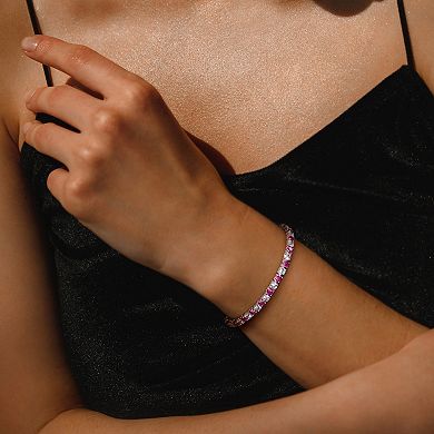 Stella Grace Sterling Silver Lab-Created Pink Sapphire & Lab-Created White Sapphire Tennis Bracelet