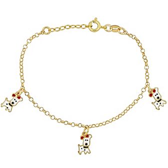 Stella Grace Dog Charm & Enamel Rolo Chain Station Bracelet