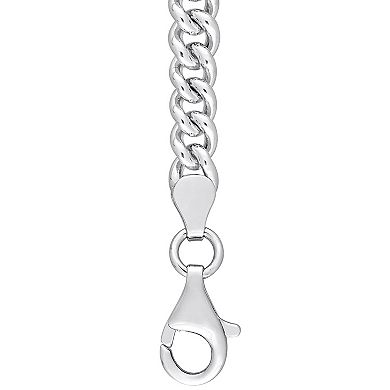 Stella Grace Sterling Silver Octagon Lab-Created Emerald Curb Link Chain Bracelet
