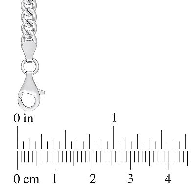 Stella Grace Sterling Silver Octagon Lab-Created Emerald Curb Link Chain Bracelet
