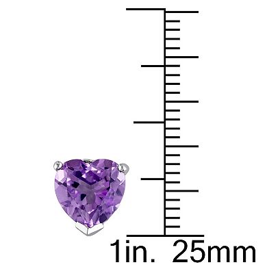 Stella Grace Sterling Silver Amethyst Heart Stud Earrings