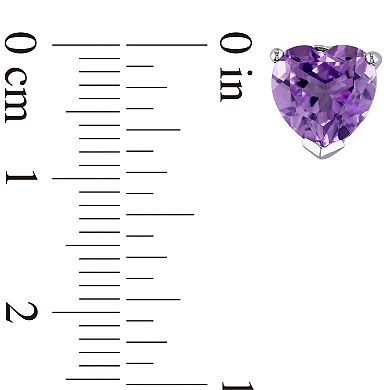 Stella Grace Sterling Silver Amethyst Heart Stud Earrings