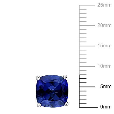 Stella Grace Sterling Silver Cushion Lab-Created Blue Sapphire Stud Earrings