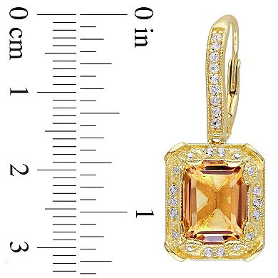 Stella Grace 18k Gold Over Silver Citrine, White Topaz & 1/10 Carat T.W. Diamond Drop Earrings