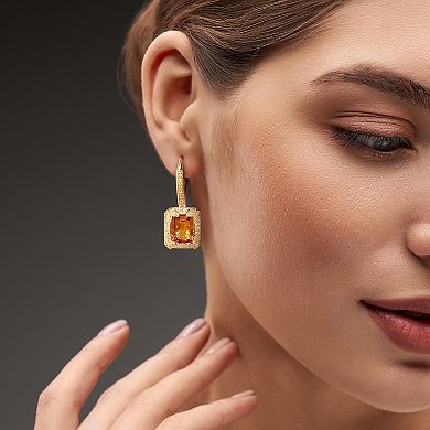 Stella Grace 18k Gold Over Silver Citrine, White Topaz & 1/10 Carat T.W. Diamond Drop Earrings