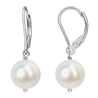 Stella Grace Sterling Silver Freshwater Cultured Pearl Leverback Drop Earrings