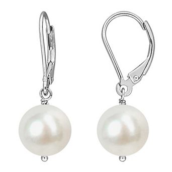 Stella Grace Sterling Silver Freshwater Cultured Pearl Leverback Drop Earrings