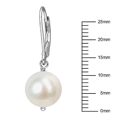 Stella Grace Sterling Silver Freshwater Cultured Pearl Leverback Drop Earrings