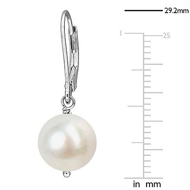 Stella Grace Sterling Silver Freshwater Cultured Pearl Leverback Drop Earrings