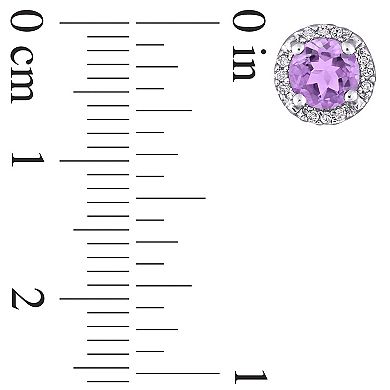 Stella Grace Sterling Silver Amethyst & Diamond Accent Halo Stud Earrings