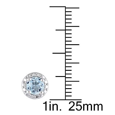 Stella Grace Sterling Silver Sky Blue Topaz Halo Stud Earrings