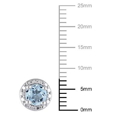 Stella Grace Sterling Silver Sky Blue Topaz Halo Stud Earrings
