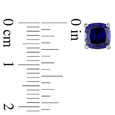 Stella Grace Sterling Silver Cushion-Cut Lab-Created Blue Sapphire Stud Earrings