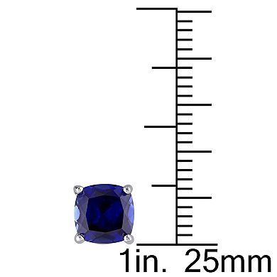 Stella Grace Sterling Silver Cushion-Cut Lab-Created Blue Sapphire Stud Earrings