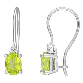 Stella Grace Sterling Silver Peridot & Diamond Accent Euroback Earrings