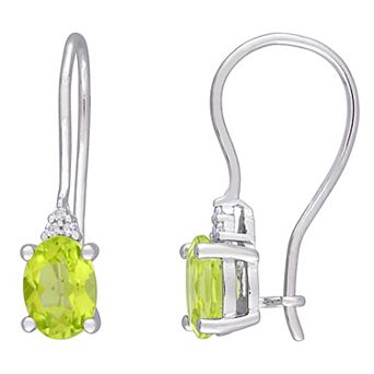 Stella Grace Sterling Silver Peridot & Diamond Accent Euroback Earrings
