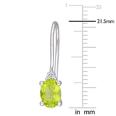 Stella Grace Sterling Silver Peridot & Diamond Accent Euroback Earrings
