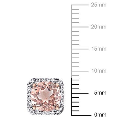 Stella Grace 18k Rose Gold Over Silver Simulated Morganite & Cubic Zirconia Halo Stud Earrings