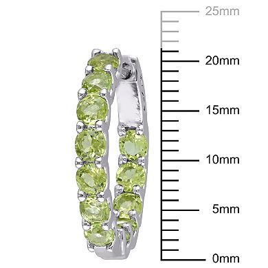 Stella Grace Sterling Silver Peridot Inside Outside Hoop Earrings