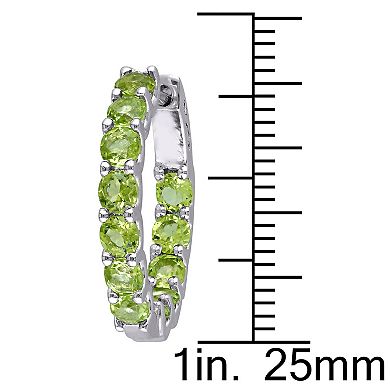 Stella Grace Sterling Silver Peridot Inside Outside Hoop Earrings