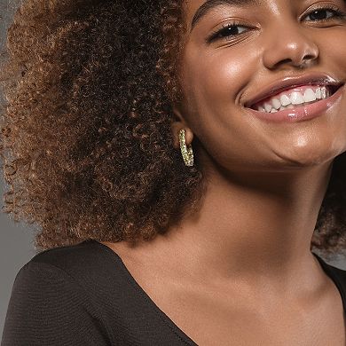 Stella Grace Sterling Silver Peridot Inside Outside Hoop Earrings